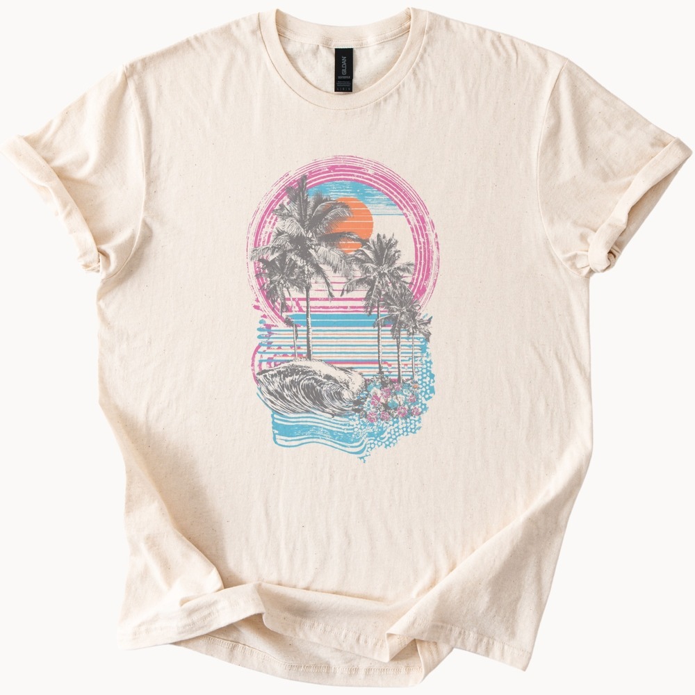 Synthwave Mind Landscape Graphic Tee Retro Vaporwave Art